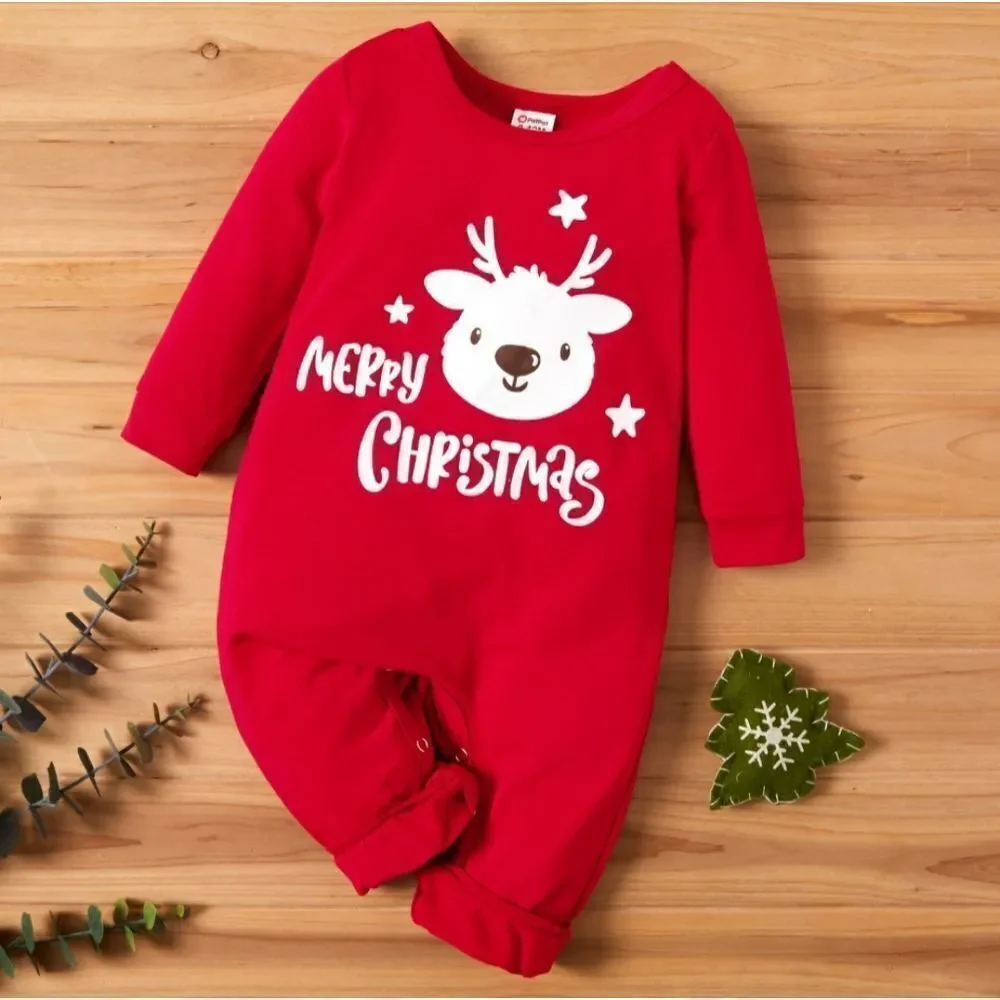 Baby Christmas Elk Red Jumpsuit Sz 6-9 Mo